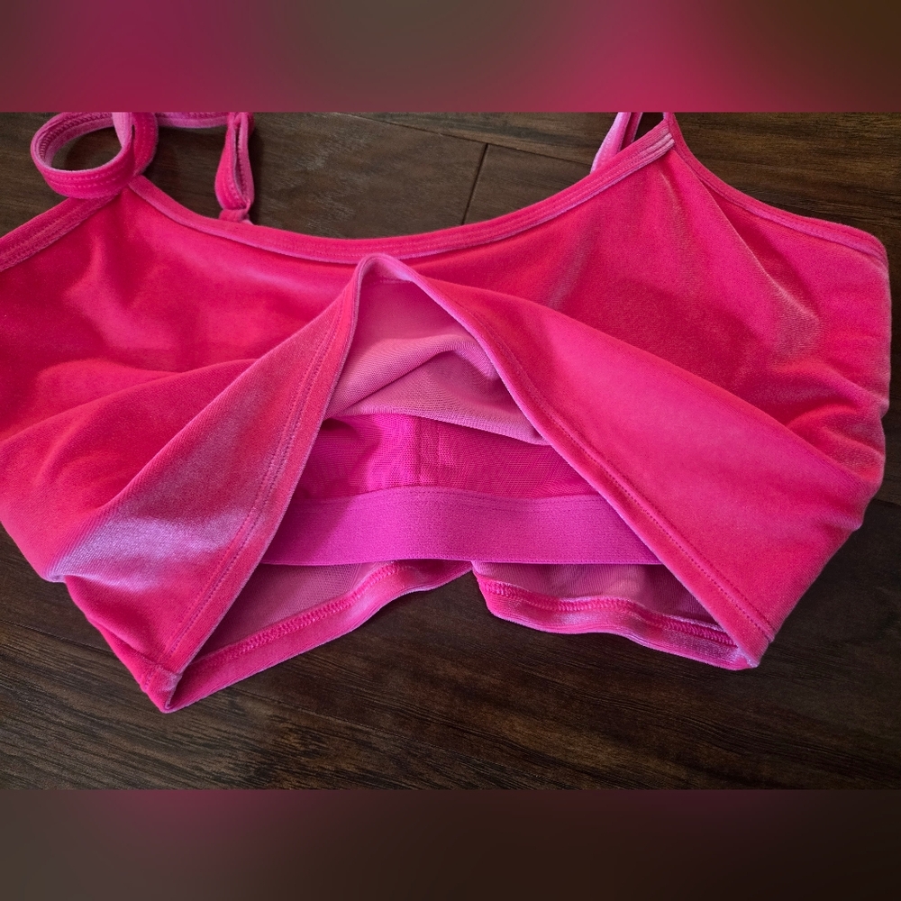 Victoria's Secret PINK Hot Pink Velvet Long Line Bralette Size Medium - Picture 5 of 8